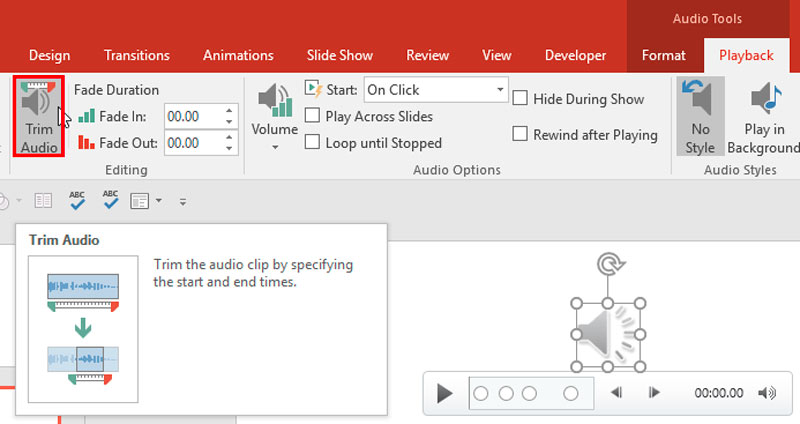 ตัวอย่างการบันทึกเสียงใน PowerPoint